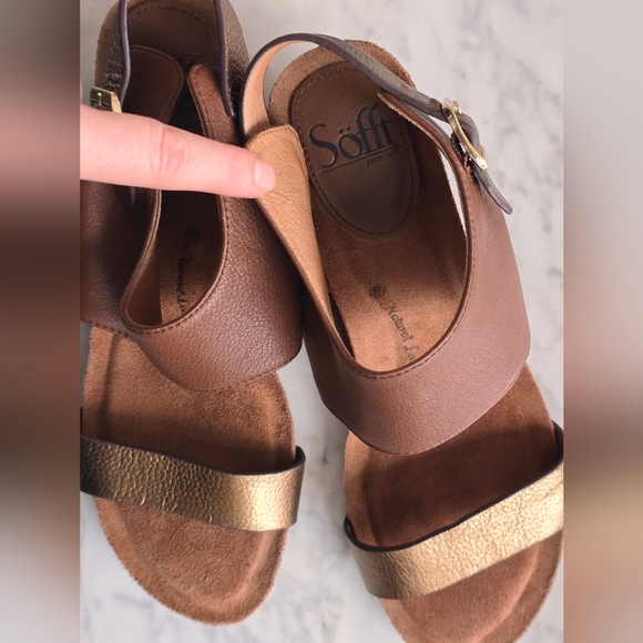 SÖFFT Heeled Sandals in Brown and Gold Size 8.5 EUC - Picture 4 of 5